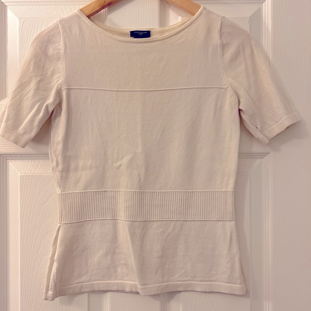 Cream short sleeve sweater from Ann Taylor